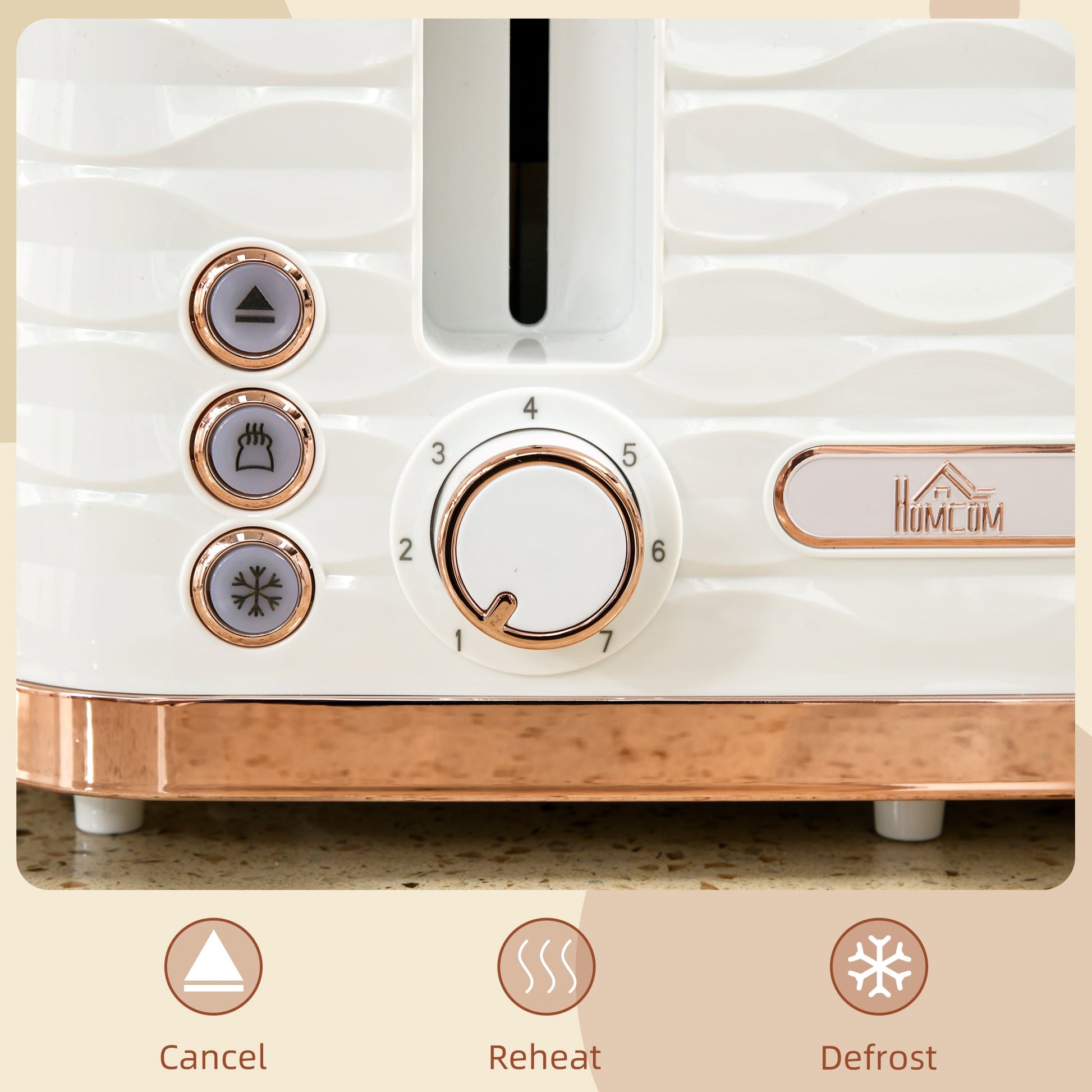 Four-Slice Rippled Toaster - White-3