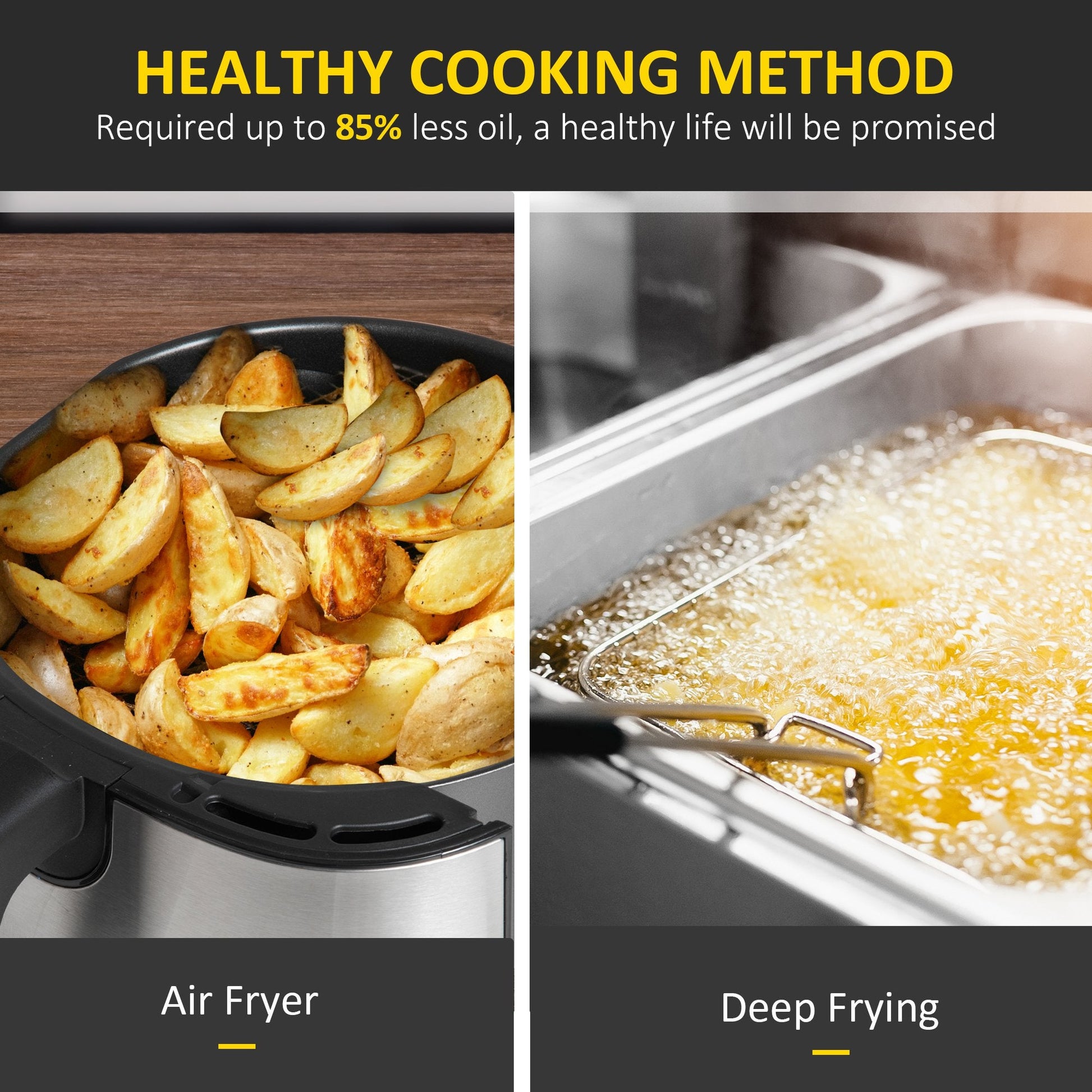 Air Fryers, 1700W 6.5L Air Fryers Oven with Digital Display, Rapid Air Circulation, Adjustable Temperature, Timer and Nonstick Basket Black-4