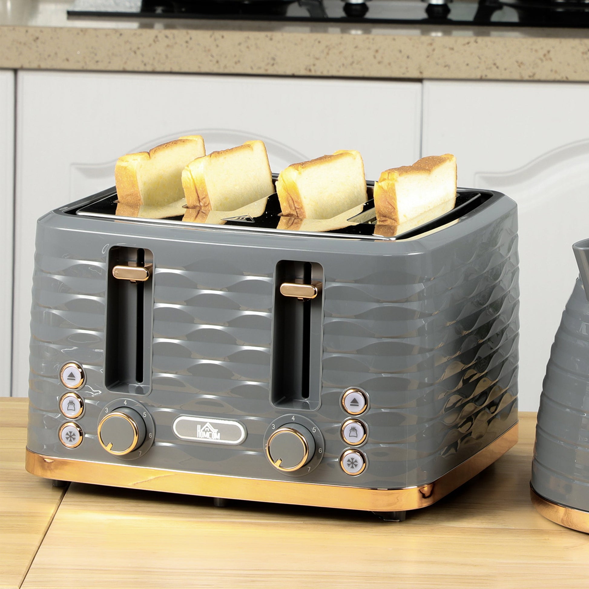 Four-Slice Rippled Toaster - Grey-1