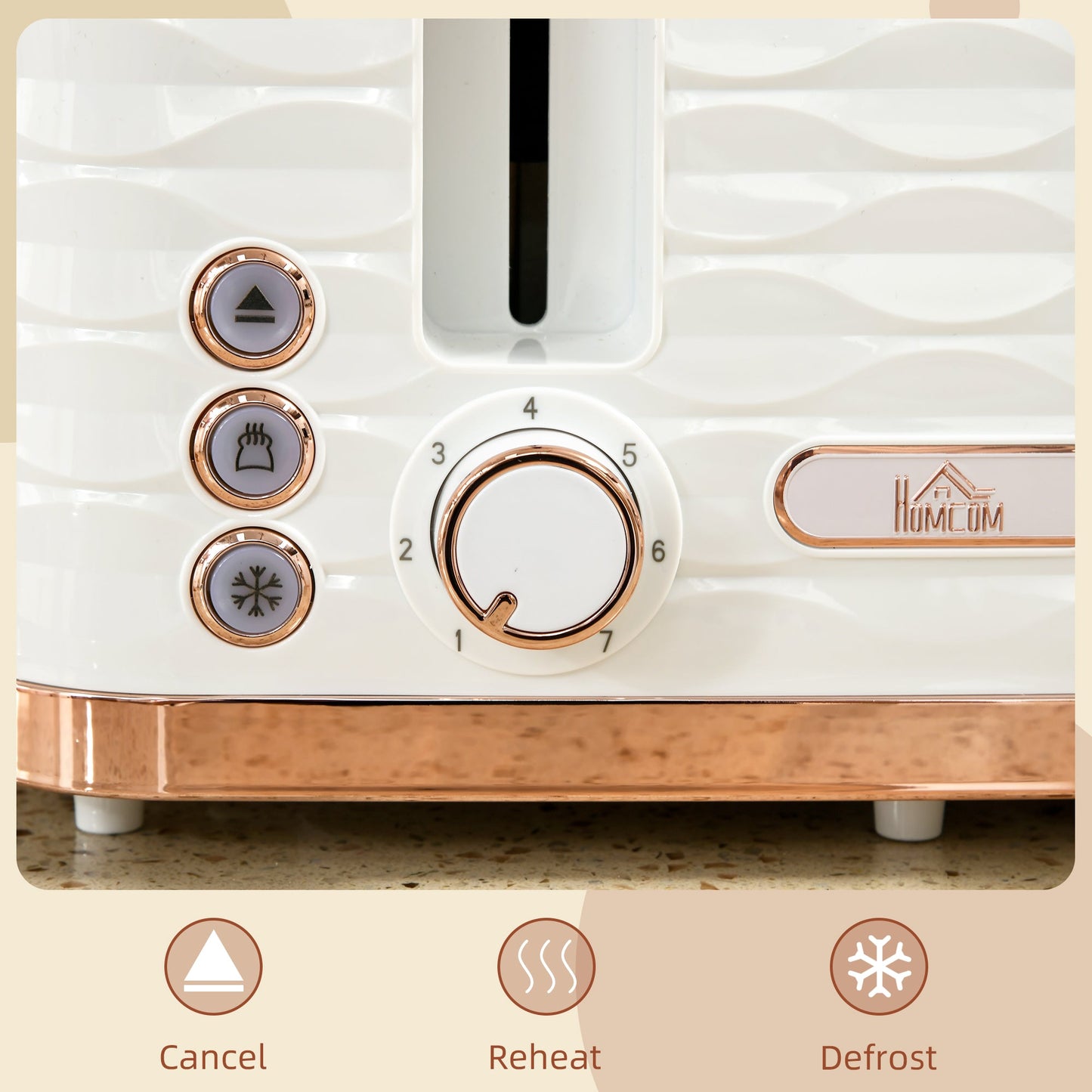 Four-Slice Rippled Toaster - White-3