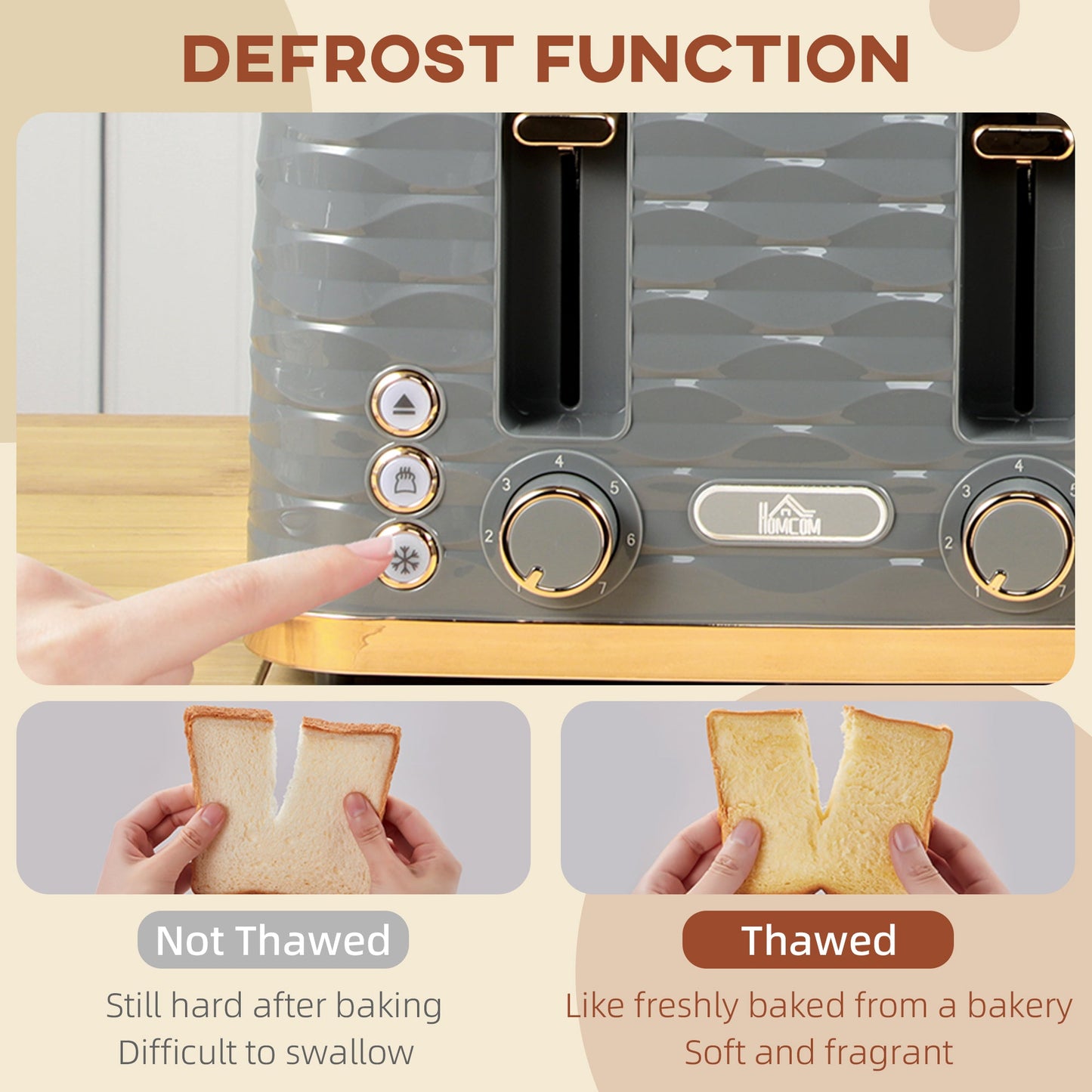 Four-Slice Rippled Toaster - Grey-4