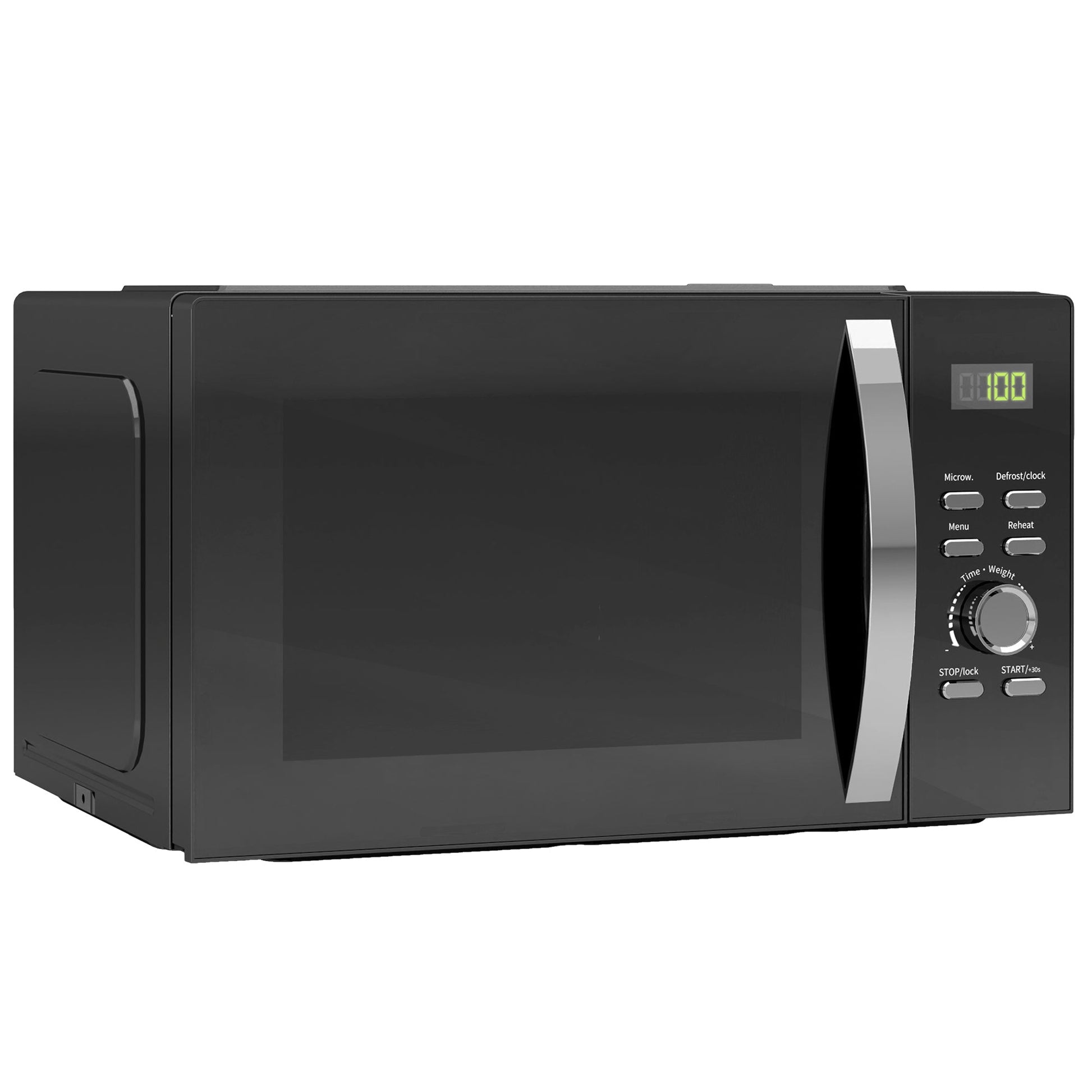 23L 800W Microwave Oven, Digital Solo Microwave with 5 Power Levels, Automatic Defrost, 8 Auto Cook Menus, 60 Minutes Timer, Clock, Easy Clean, Small Black Microwave-0