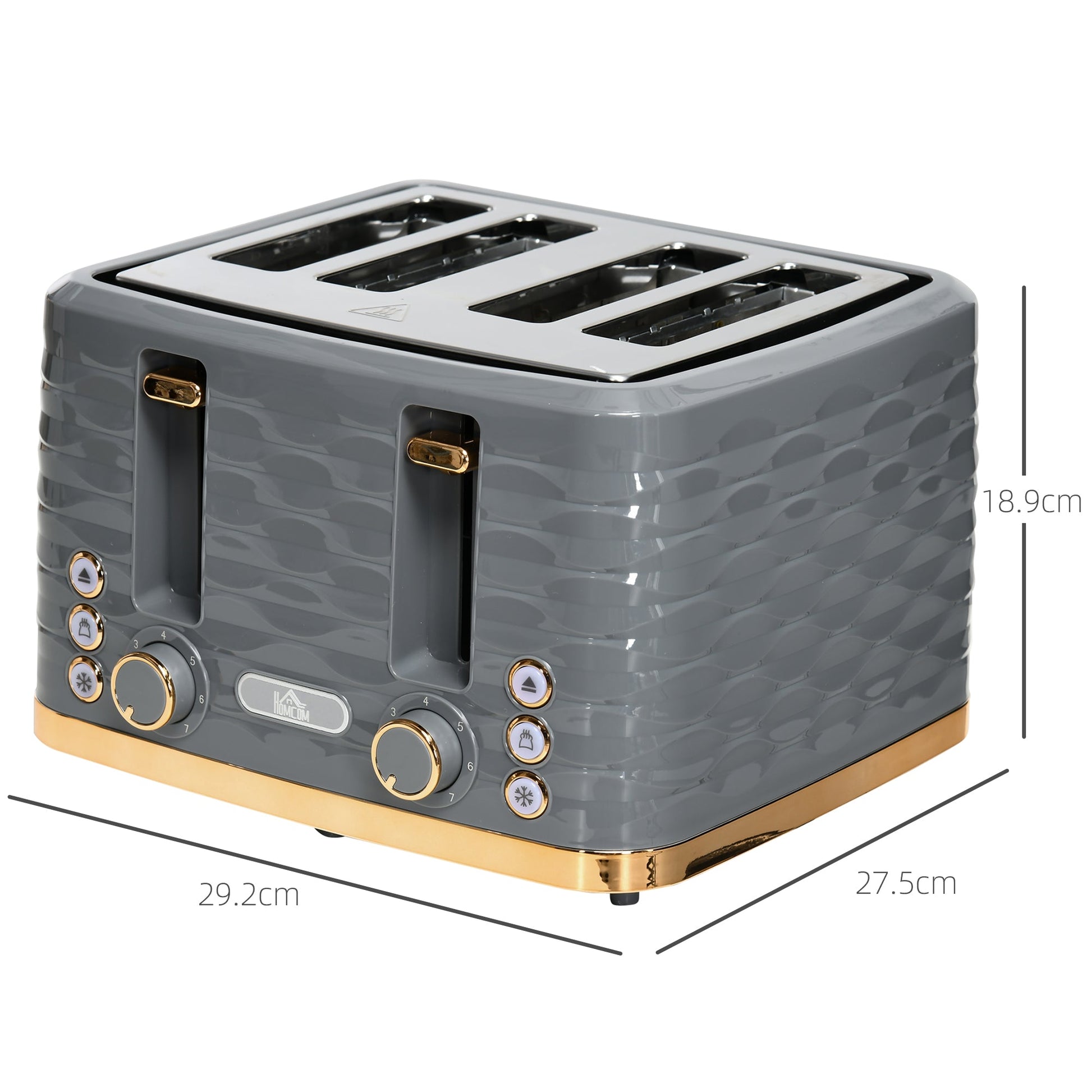 Four-Slice Rippled Toaster - Grey-2