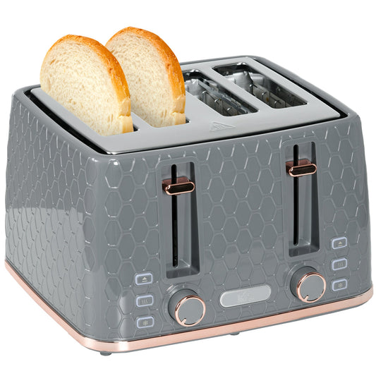 Four-Slice Honeycomb Toaster - Grey-0