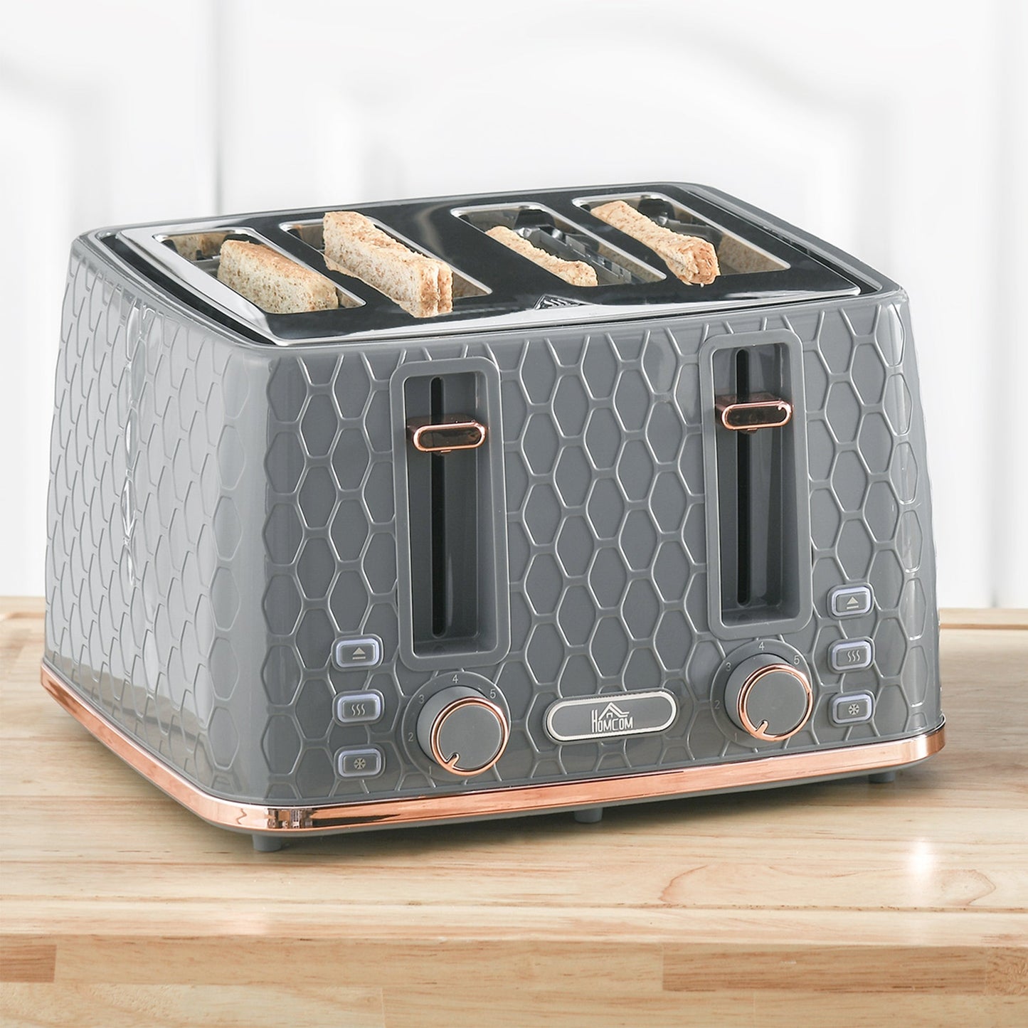 Four-Slice Honeycomb Toaster - Grey-1