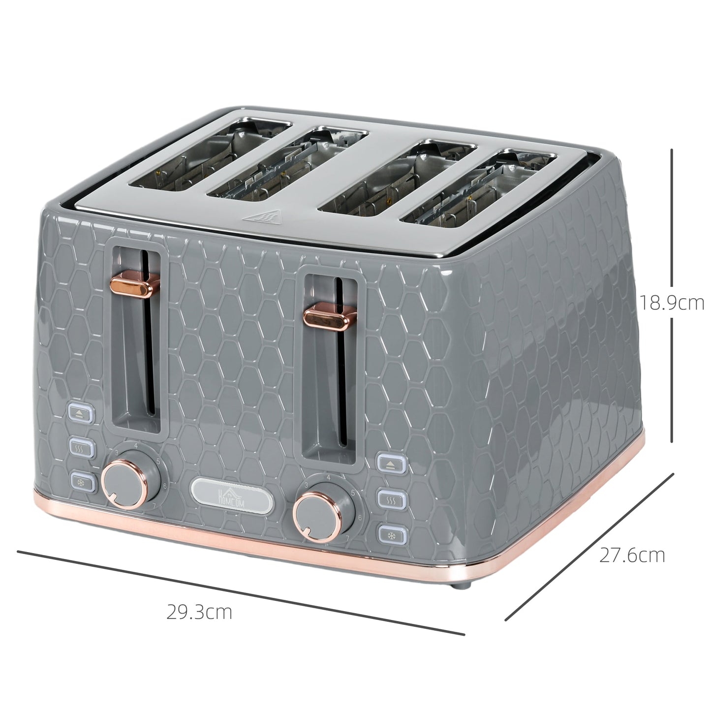 Four-Slice Honeycomb Toaster - Grey-2