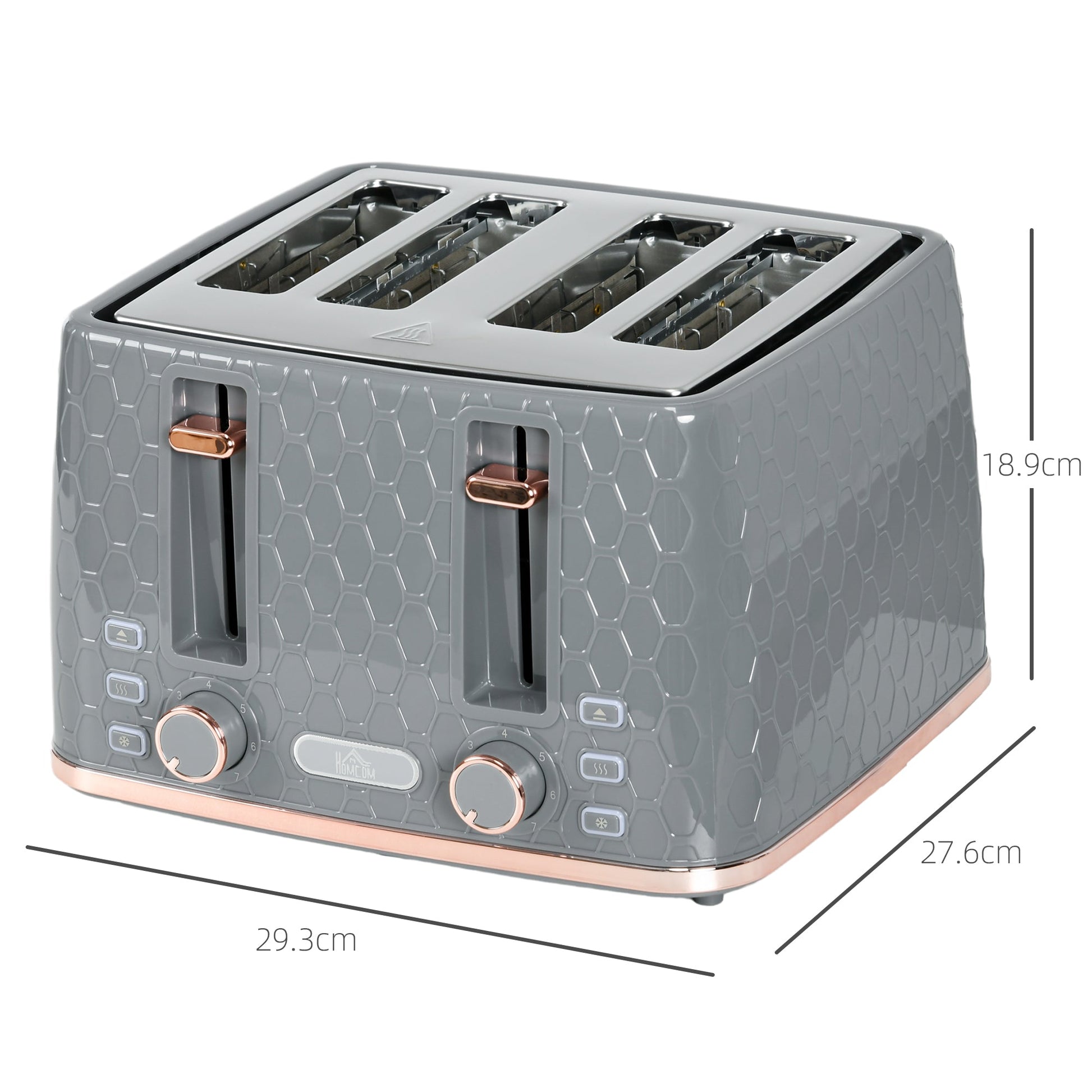 Four-Slice Honeycomb Toaster - Grey-2