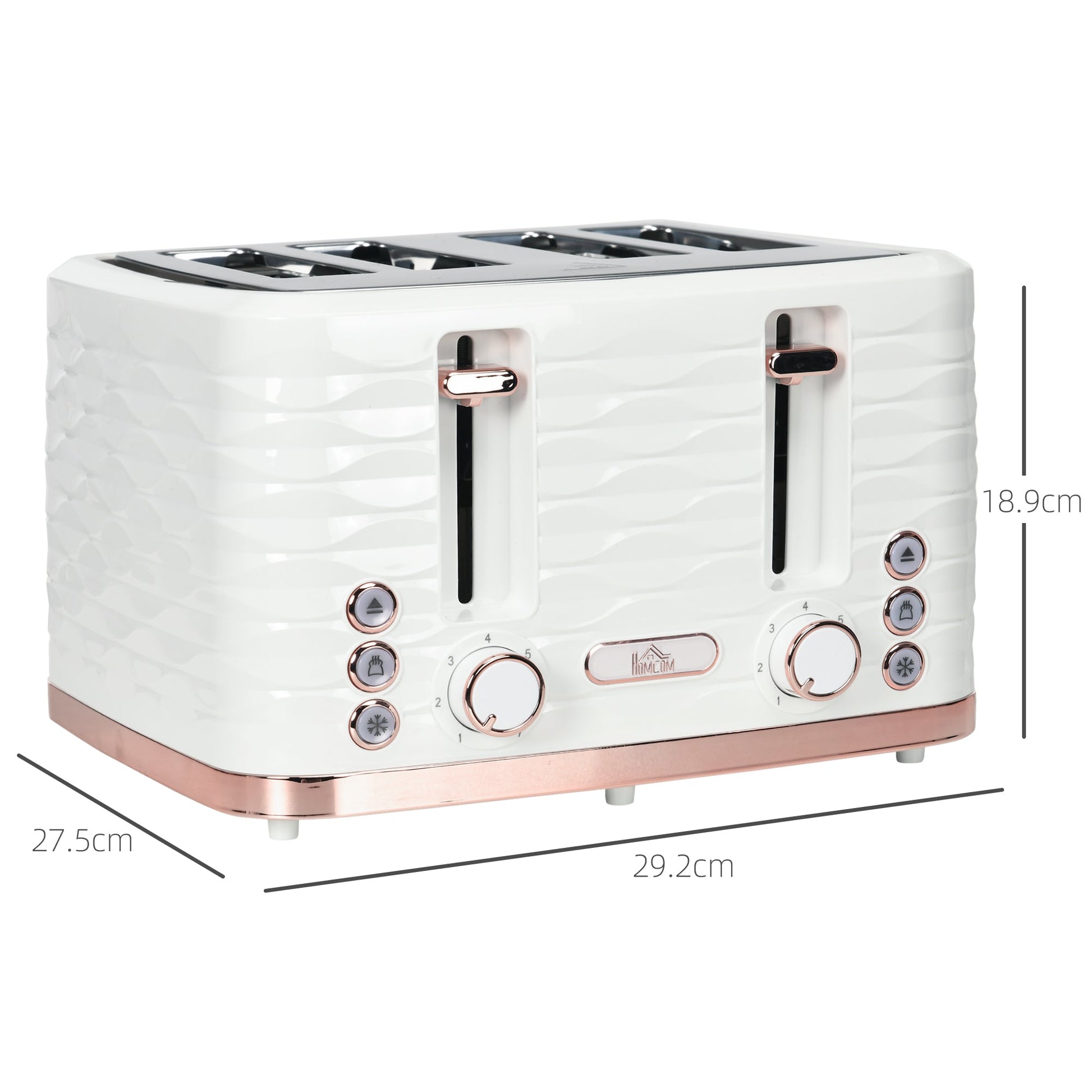 Four-Slice Rippled Toaster - White-2