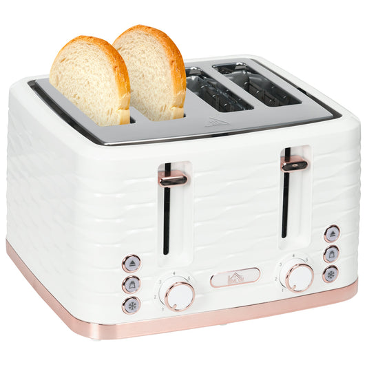 Four-Slice Rippled Toaster - White-0