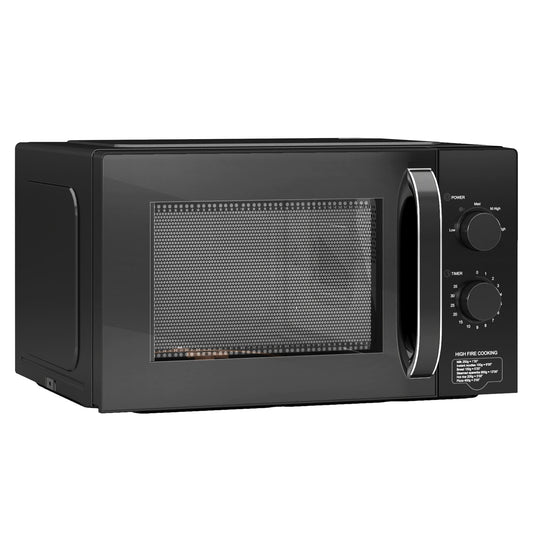 23L 800W Microwave Oven, Solo Manual Microwave with 5 Power Levels, Defrost, 35 Minutes Timer, Clock, Easy Clean, Small Black Microwave-0
